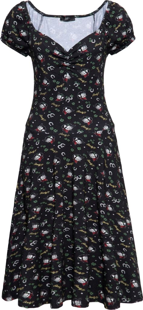 QUEEN KEROSIN Swing Kleid Mit All-Over-Print Howdy Black L