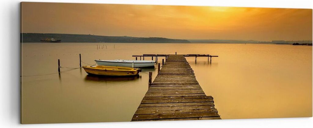 Bild auf Leinwand - Leinwandbild - See Brücke - 140x50cm - Wand Bild - Wanddeko - Wandbilder - Leinwanddruck - Bilder - Kunstdruck - Wanddekoratio...