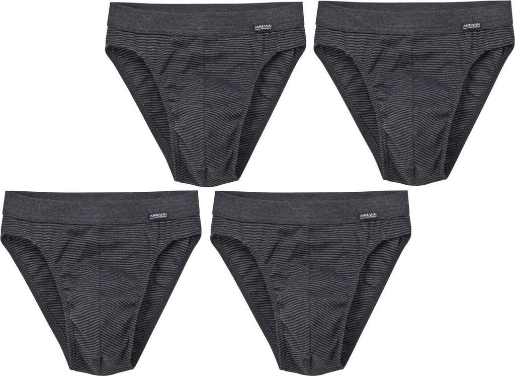 4 Ammann Slips ohne Eingriff, Unterhosen, anthrazit Neu, Größe:6 (L), Farben:4 x anthrazit