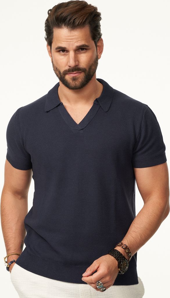 SOULSTAR Herren Poloshirt mit offenem Kragen Herren Kurzarm Strick Polo-Hemd T-Shirt