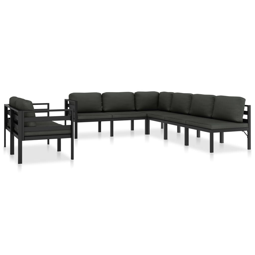 Möbel 8-tlg. Garten-Lounge-Set mit Kissen Aluminium Anthrazit - Balkonmöbel 49234