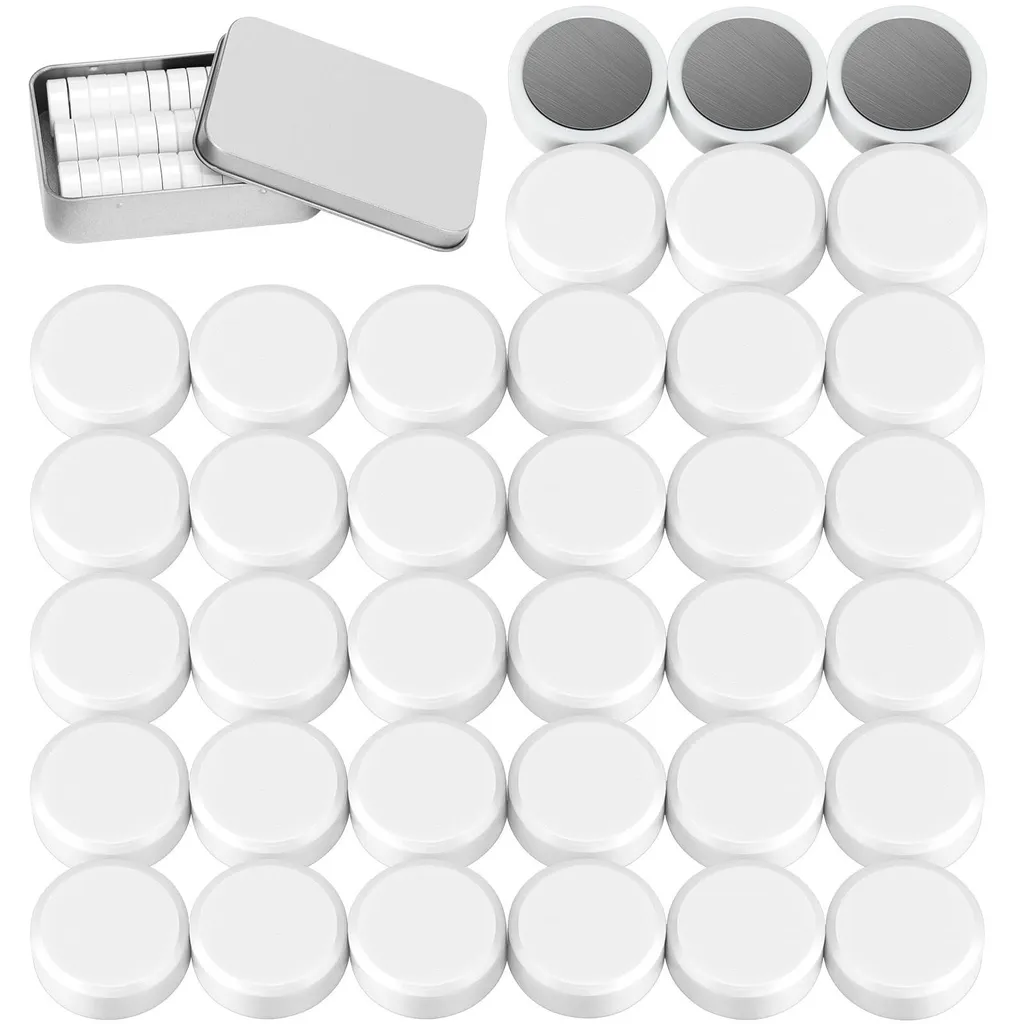 Set de 36 aimants puissants Ø 20 mm blancs pour photos et documents