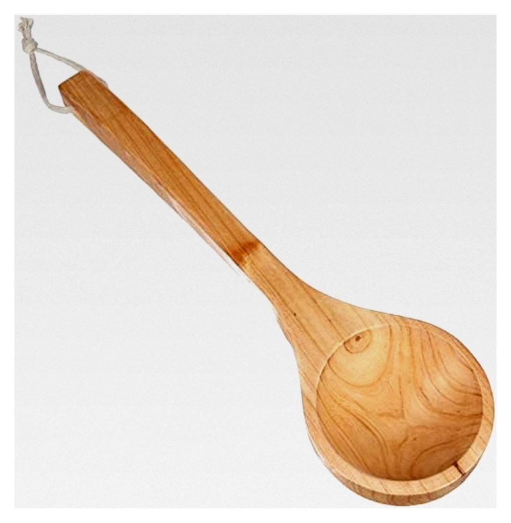 Saunakelle aus Holz I Großer Saunalöffel I Aufgusskelle für die Sauna I Saunazubehör aus echtem Kiefernholz, 1 Stück