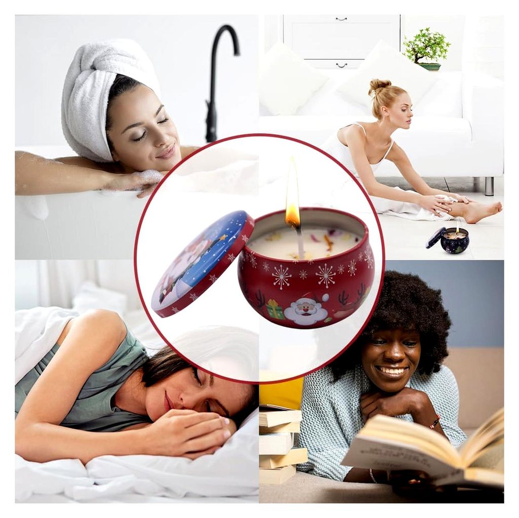 Geschenkset mit Duftkerzen, 4 Stück Weihnachts-Aromatherapie-Kerzen, Deko-Kerzen, Geschenkset für Frauen, 2,5 OZ Aroma-Kerzen