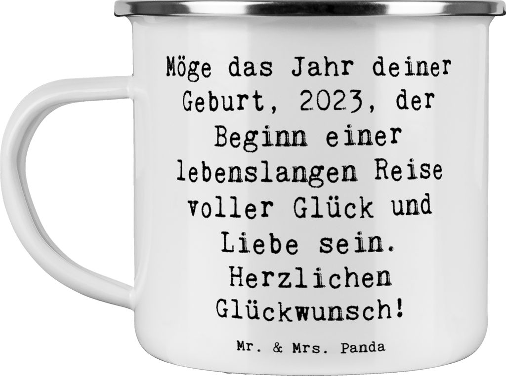 Mr. & Mrs. Panda Pott Spruch 2023 Geburtstag - Weiß - Geschenk, Tasse Emaille, Kaffeepott, Geburtstagsgeschenk, Teetasse, Geburtstagsdekoration, G...