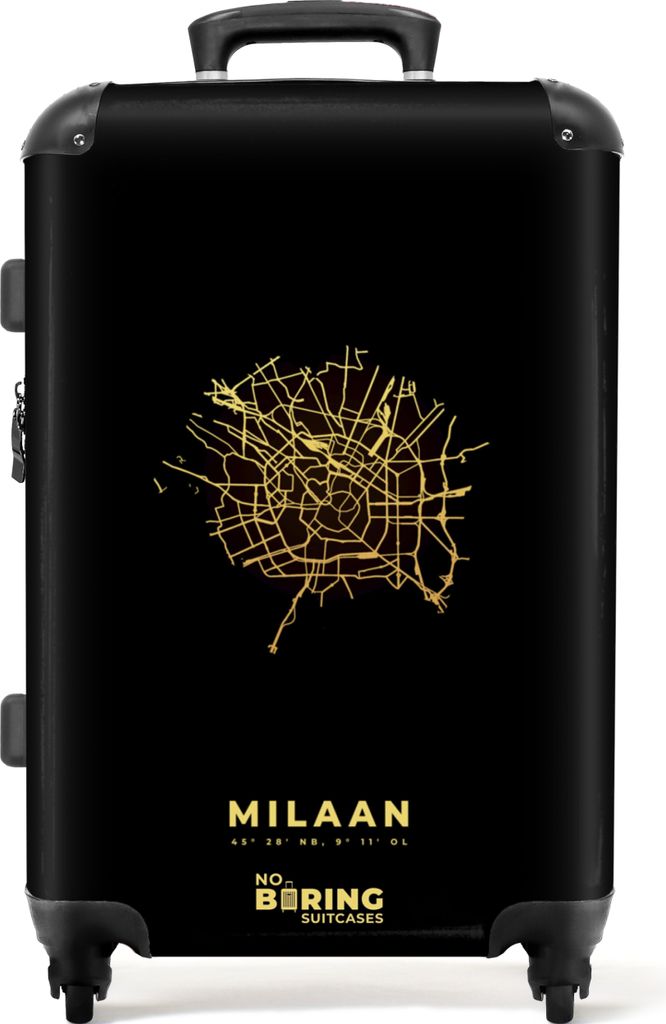 NoBoringSuitcases.com Großer Koffer - Mailand - Gold - Stadtplan - Karten - Italien - Kombinationsschloss TSA - Hartschalen Trolley 4 Rollen - 7...