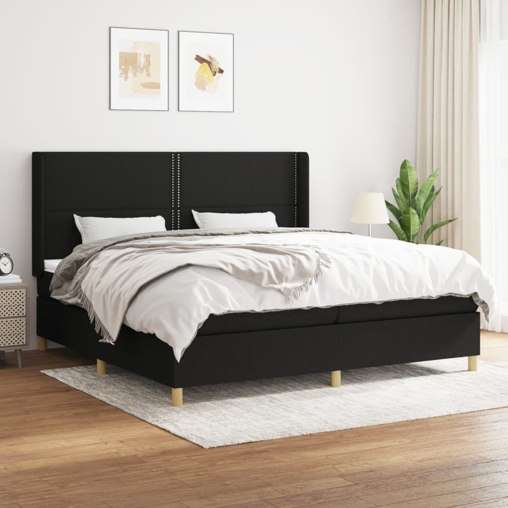 CLORIS Boxspringbett Polsterbett mit Matratze Schwarz 200x200 cm Stoff, 94,33 kg