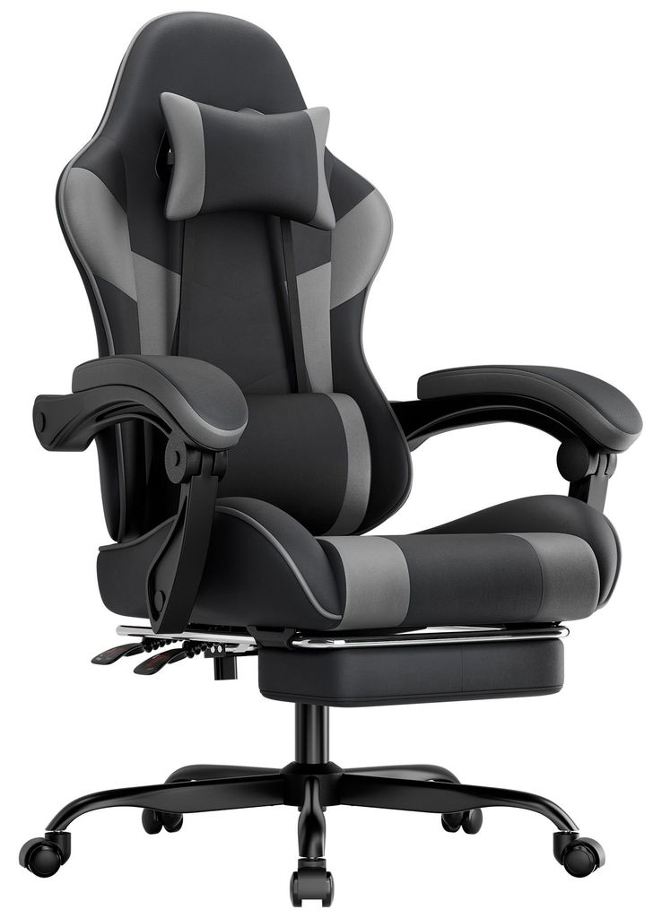 Gaming-Stuhl ergonomisch, Lendenstütze, Kunstleder, bequem, Produktbild 