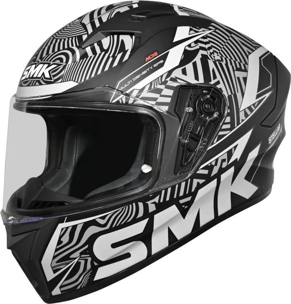 Casque Intégral Route SMK Stellar Fury Noir Blanc - Idéal Motard Taille S