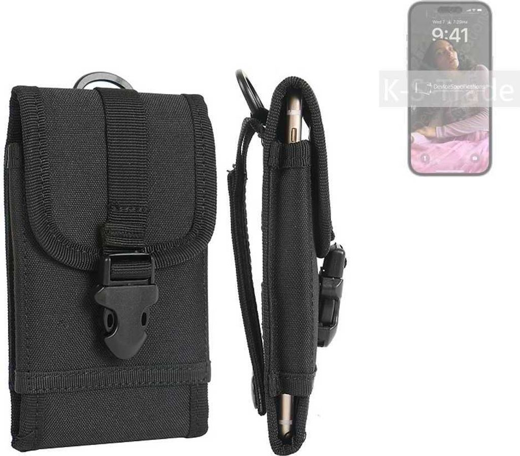 K-S-Trade Holster Handy Hülle kompatibel mit Apple iPhone 14 Pro Holster Handytasche Gürtel Tasche Schutz Hülle Robust Outdoor schwarz