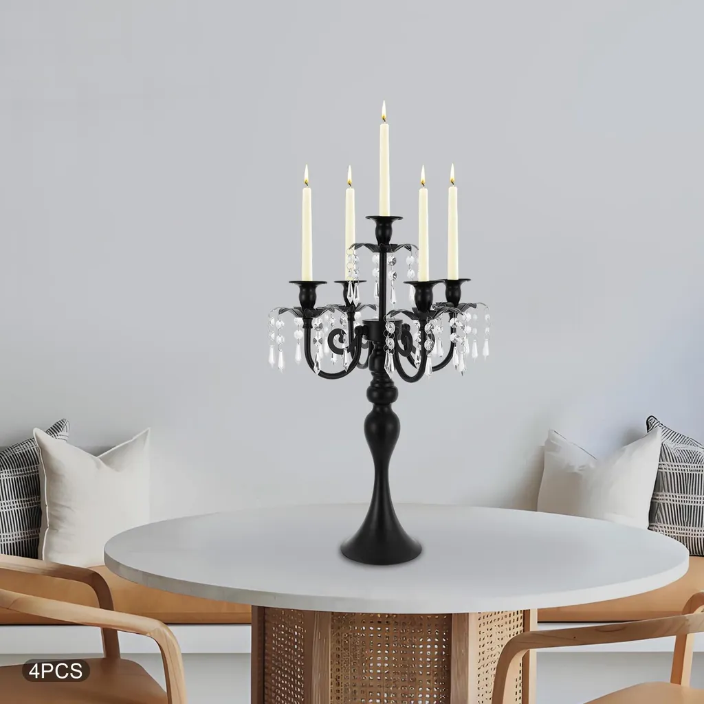 Chandelier Noir Stable 5 Branches 51.5cm - Centre de Table sans Risque - 5