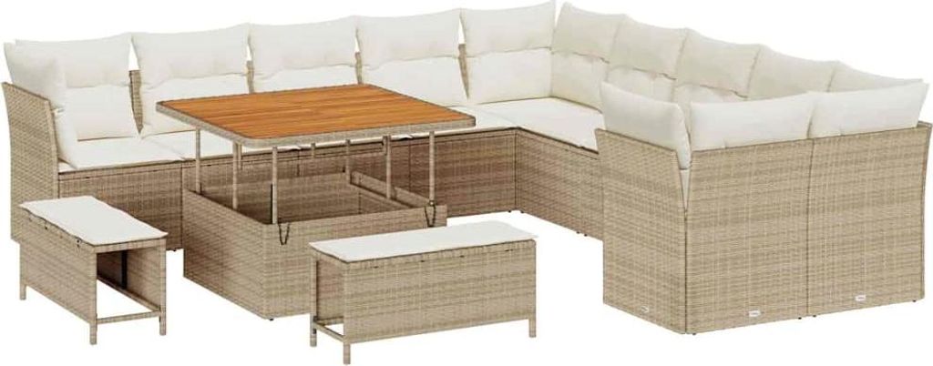 vidaXL Gartensofa-set 13 pcs Beige Poly-Rattan