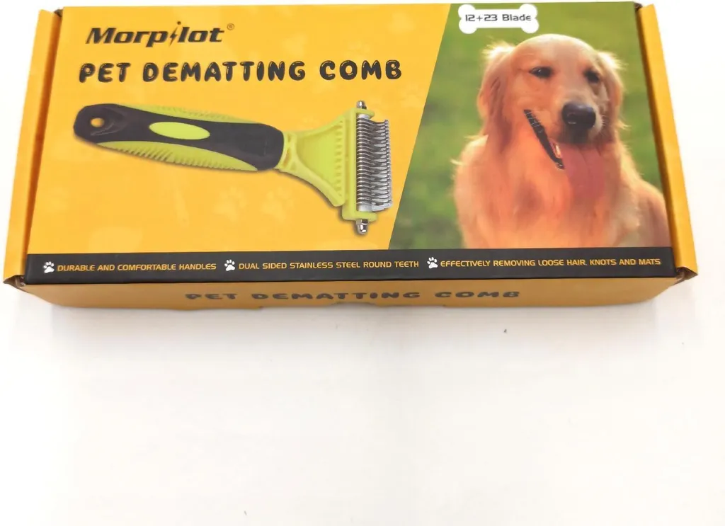 morpilot Spazzola per cani Strumenti per la cura degli animali domestici Spazzola deShedding Pettine in acciaio inossidabile a doppia faccia per cani Accessori per la cura