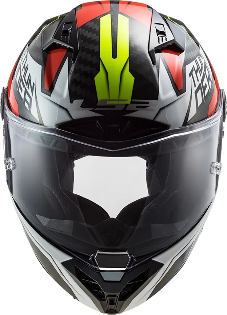 Casque LS2 FF805 Thunder Carbon Anti Fatigue Cervicale Blanc Rouge S