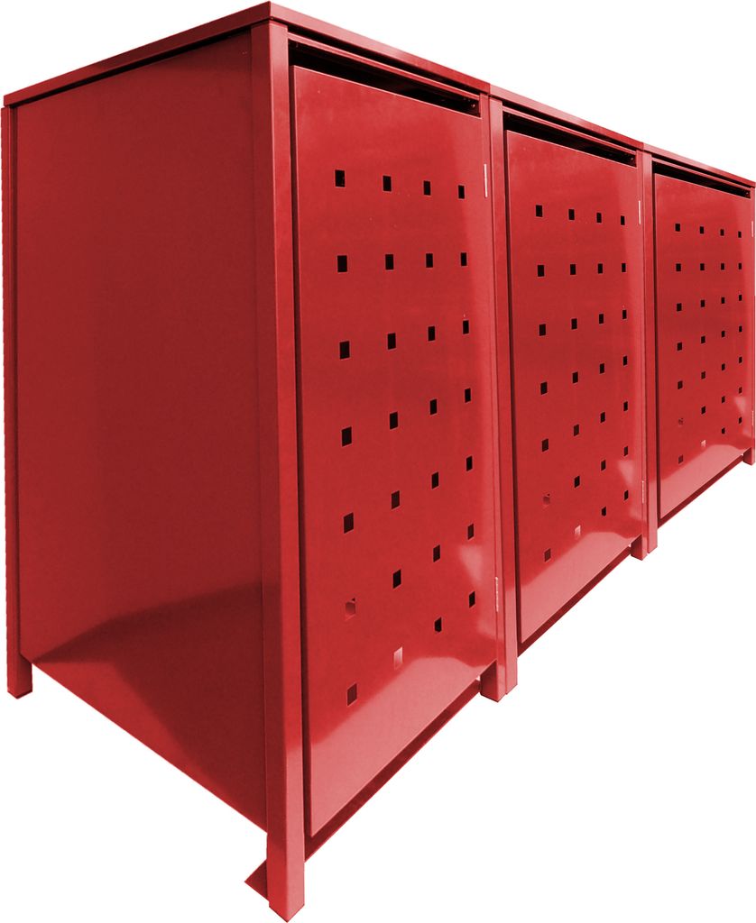 3 Tailor MüllTonnennboxen Basic für 120 Liter Tonnen Stanzung 3 komplett in Rot