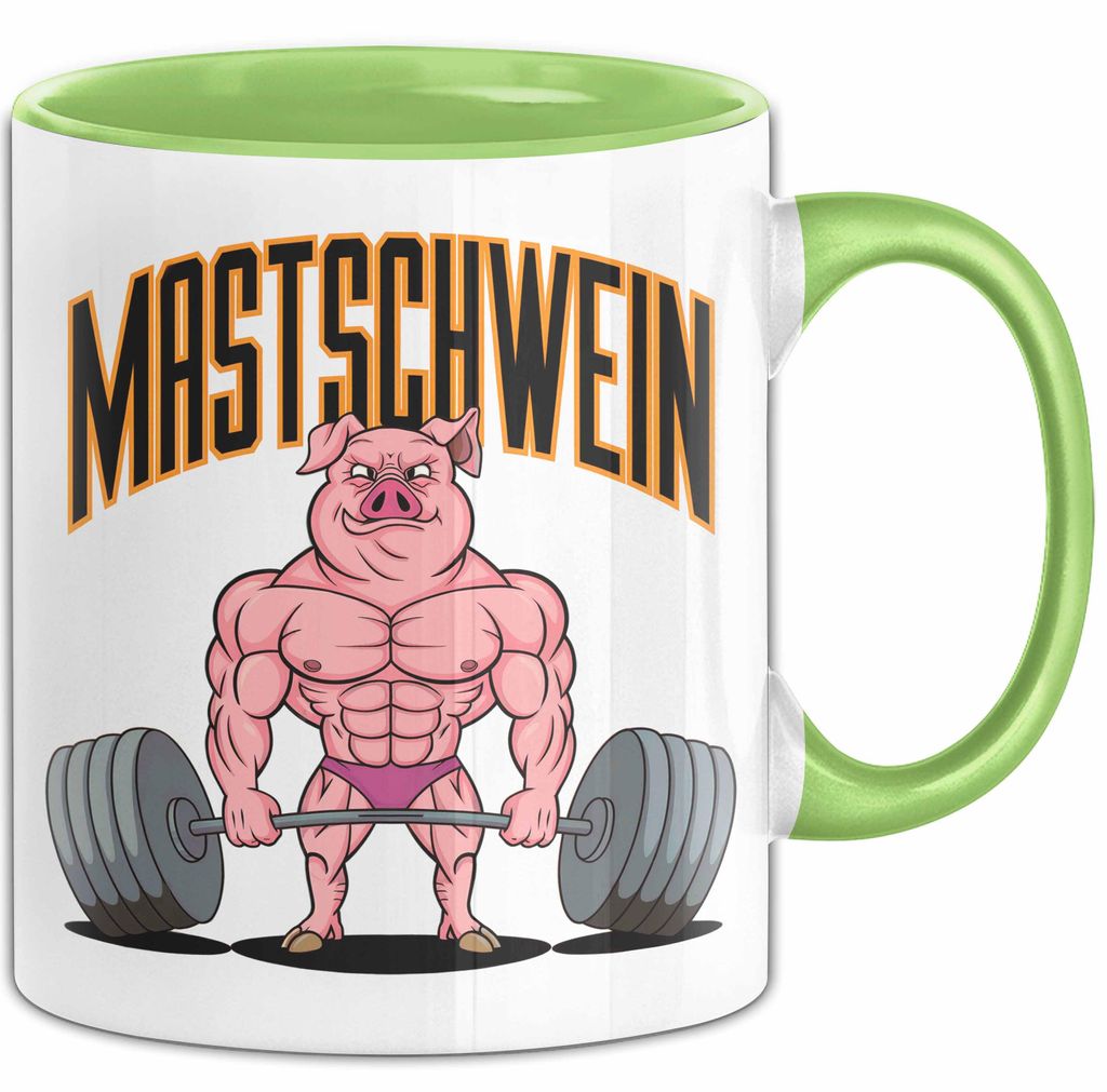 Schweinebauer Schweine Tier Gewichtheben Tasse Geschenk Lustige Geschenkidee Spruch Mastschwein (Grün)