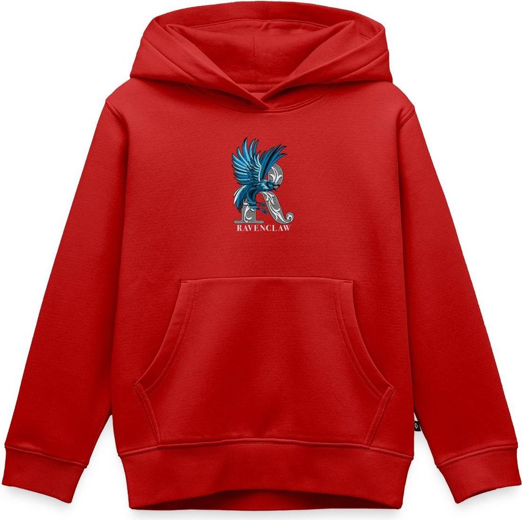 Spreadshirt Harry Potter Ravenclaw Silver Monochrom Kinder Premium Hoodie, 158/164 (12 Jahre), Rot