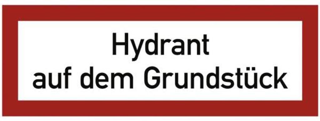 Dreifke Brandschutzschild Hydrant auf dem Grundstück, Alu, 297x105 mm, 1 Stück
