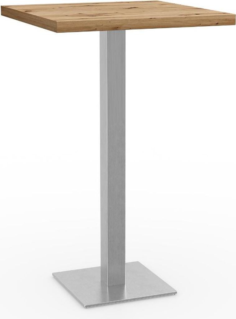 Gastro Stehtisch 70x70 cm | Eiche Artisan | Edelstahlgestell