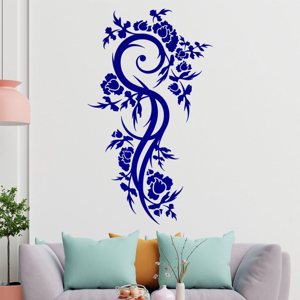 Schöne Blüten Ranke Wandtattoo in 6 Größen - Wandaufkleber Wall Sticker - Dekoration, Küche, Wohnzimmer, Schlafzimmer, Badezimmer