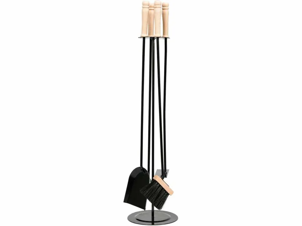Set d'accessoires de cheminée autoportant 4 pièces en métal robuste