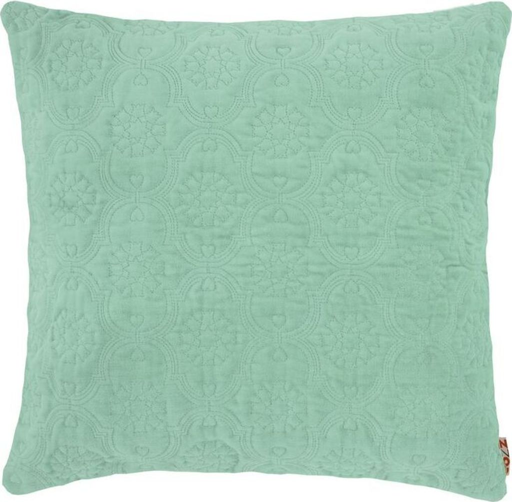 Kissenhülle Fidda Veloursstoff mit Ornament-Steppung uni mint 50x50cm