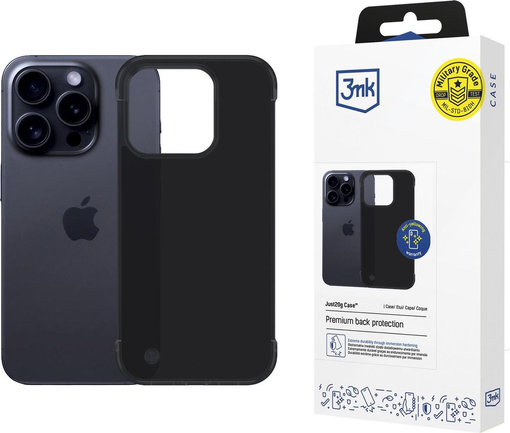 3mk Schutzhülle Just20g Matt Case Cover mit MagSafe für Apple iPhone 16 Pro schwarz Backcover