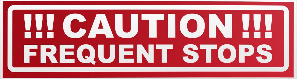 Kiwistar Caution Frequent Stops V2 invertiert Magnetschild Schild magnetisch - 20cm Rot - reflektierend - Magnetfolie für Auto PKW Kfz