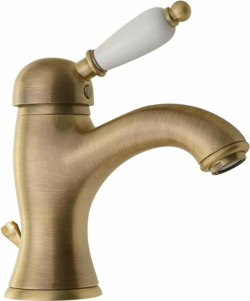 KIRKÉ WHITE Waschtischarmatur mit Ablauf, Weiss/Bronze