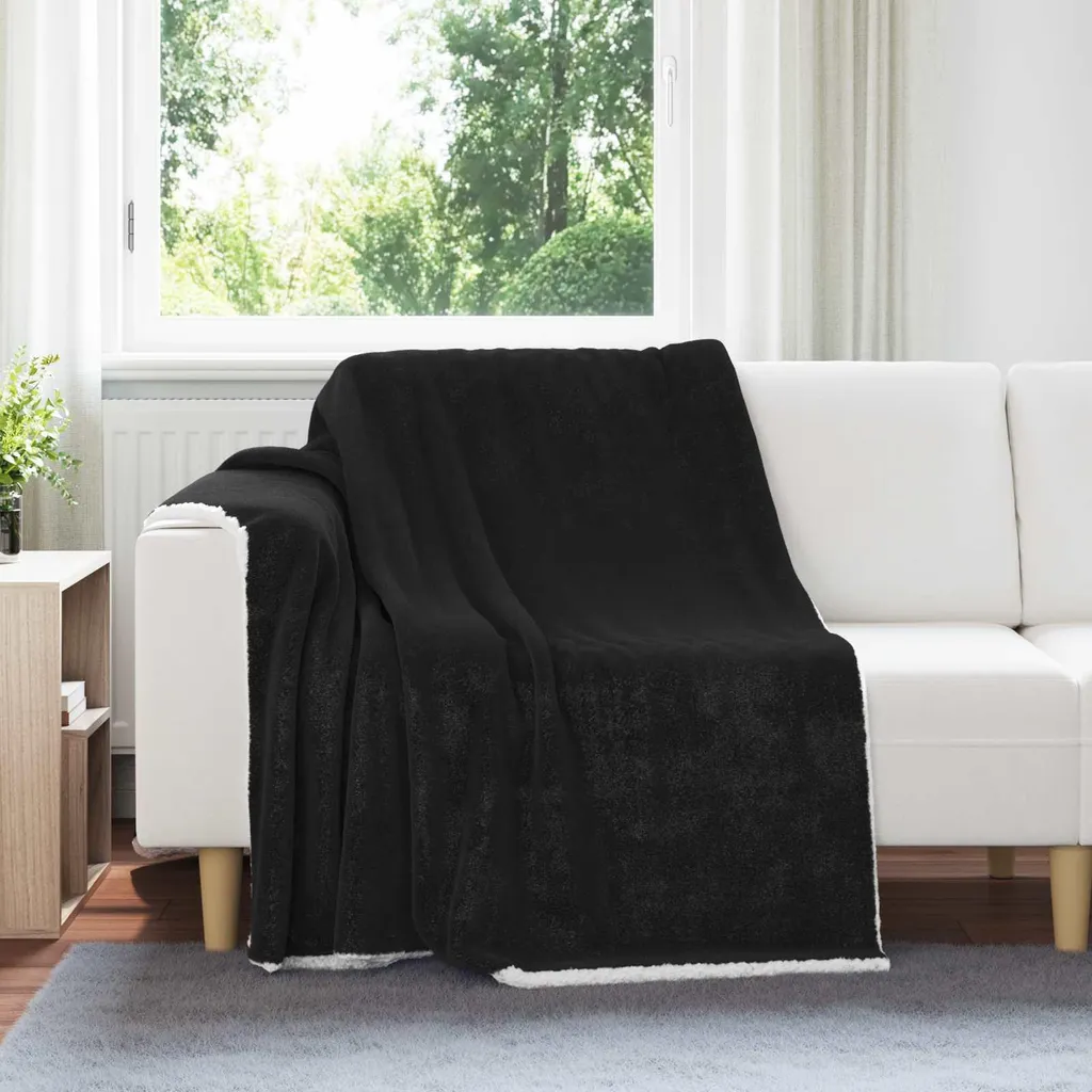 Coperta Plaid vidaXL Nero 150x200 cm - Arredo Casa Pile Soft Touch - 2