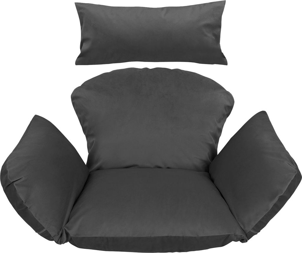 Hängesessel Kissen, Polster, Auflage für Polyrattan Rattan Indoor Hängeschaukel Hängekorb Schaukel Korb Rückenkissen Grau [114]