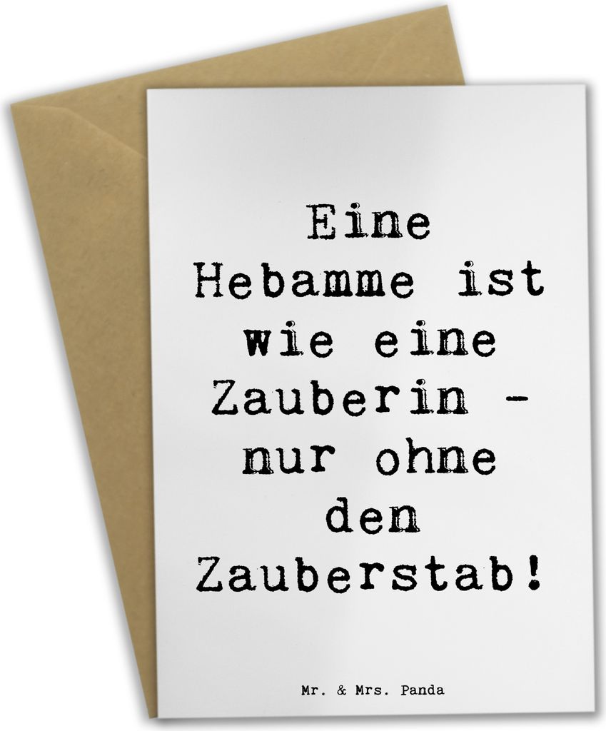 Mr. & Mrs. Panda Grußkarte Spruch Hebamme Magie - Weiß - Geschenk, zugewandt, Zauberin, Klappkarte, osterkarte, Berufsalltag, Geburt, Hausgeburt,...