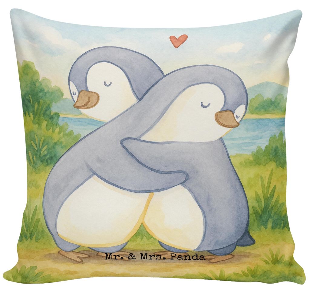 Mr. & Mrs. Panda Deko Kissen Pinguine Kuscheln Design - Weiß - Geschenk, Kuschel, Bedrucktes, Valentinstag, 40x40, Mitbringsel, Sofakissen, für s...