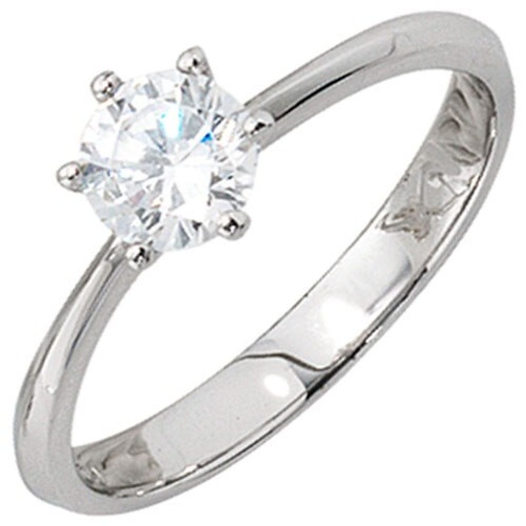 Ring Damenring mit Zirkonia in der Mitte 925 Silber Solitär Silberring Innenumfang 50mm Ø15.9mm