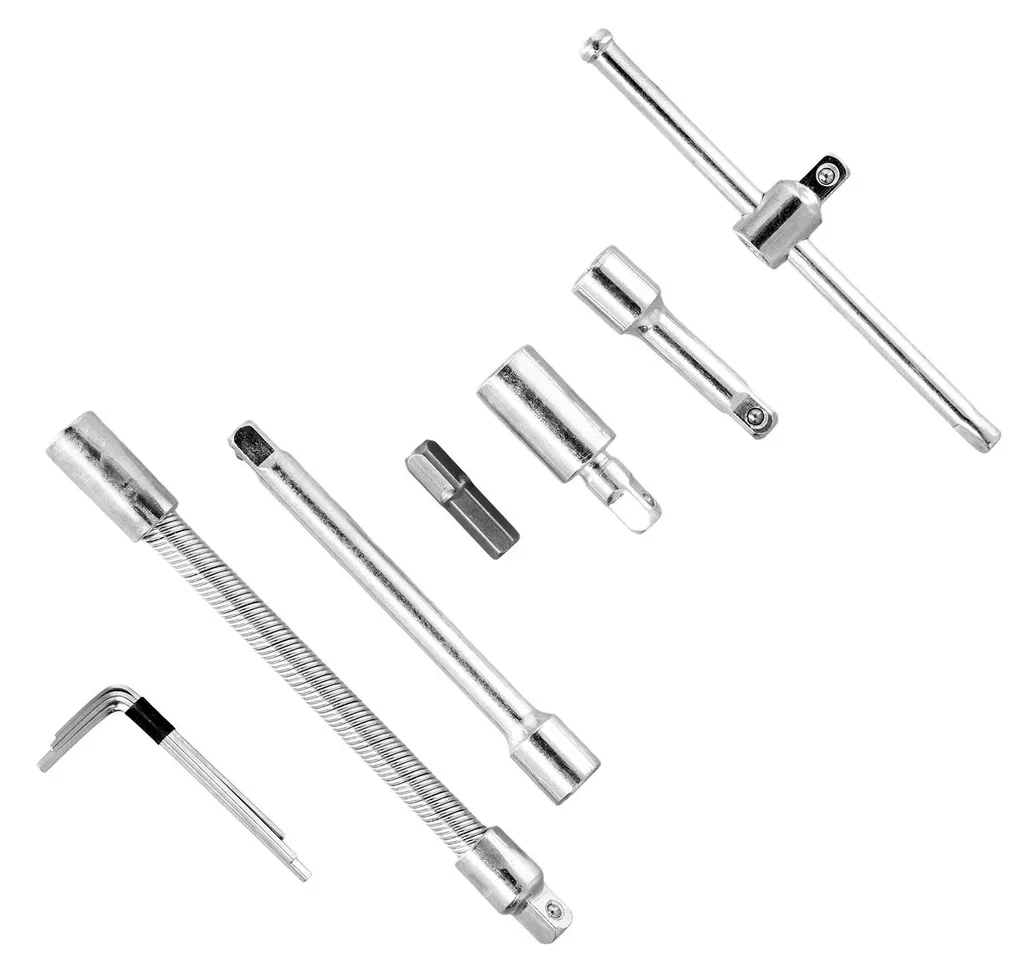 Coffret de douilles 46 pièces en acier chrome avec cliquet réversible