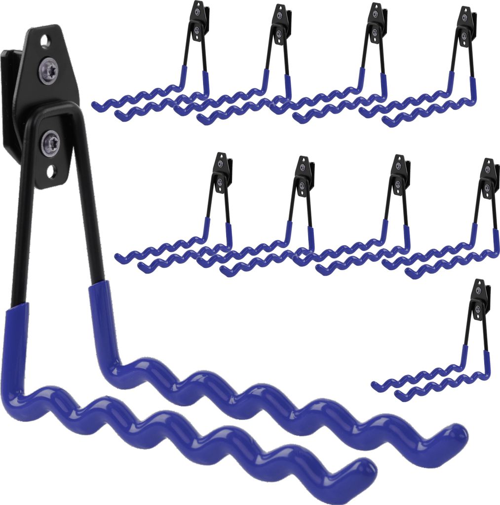 Set 10 Stck. Werkzeughaken von BOTLE für Qbrick Koffer-System für Werkzeuge, Wellenform 19 cm, stabil mit PVC-Ummantelung, für Garage, Schuppen,...