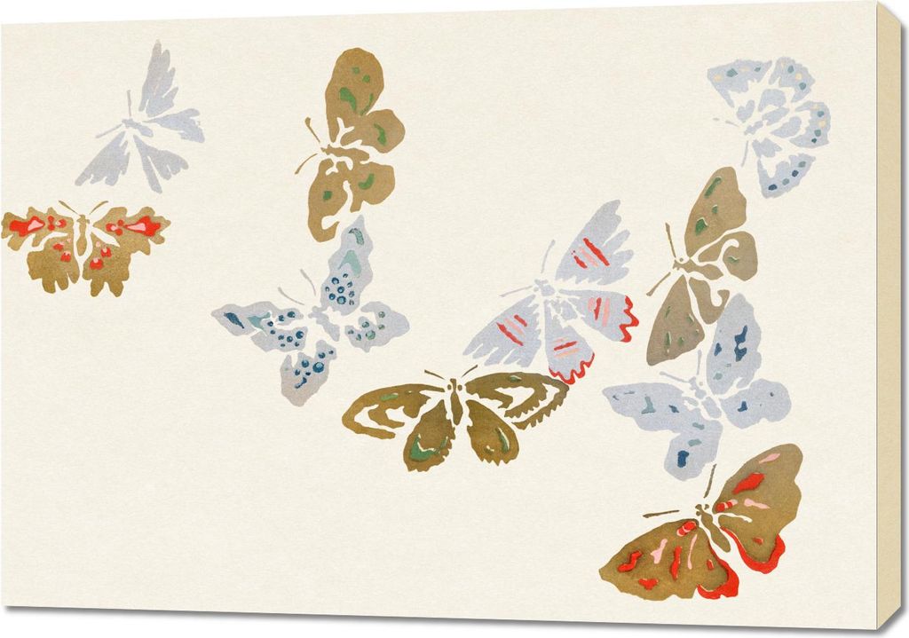 Bild 100x70cm Schmetterling 20, Japanisches Vintage Sekka für das Wohnzimmer