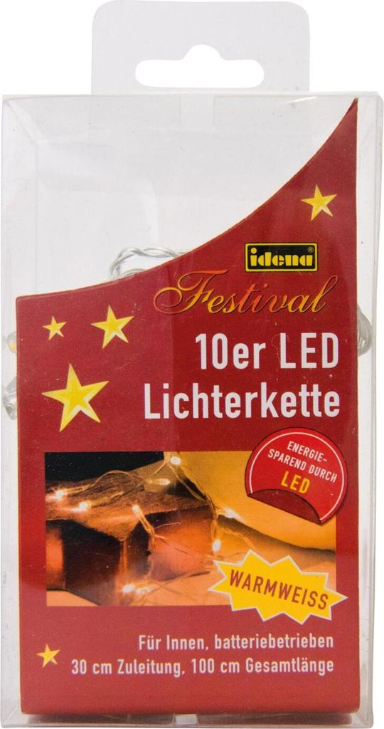 Mini LED-Lichterkette mit 10 warmweißen LED's / für innen Produktbild 