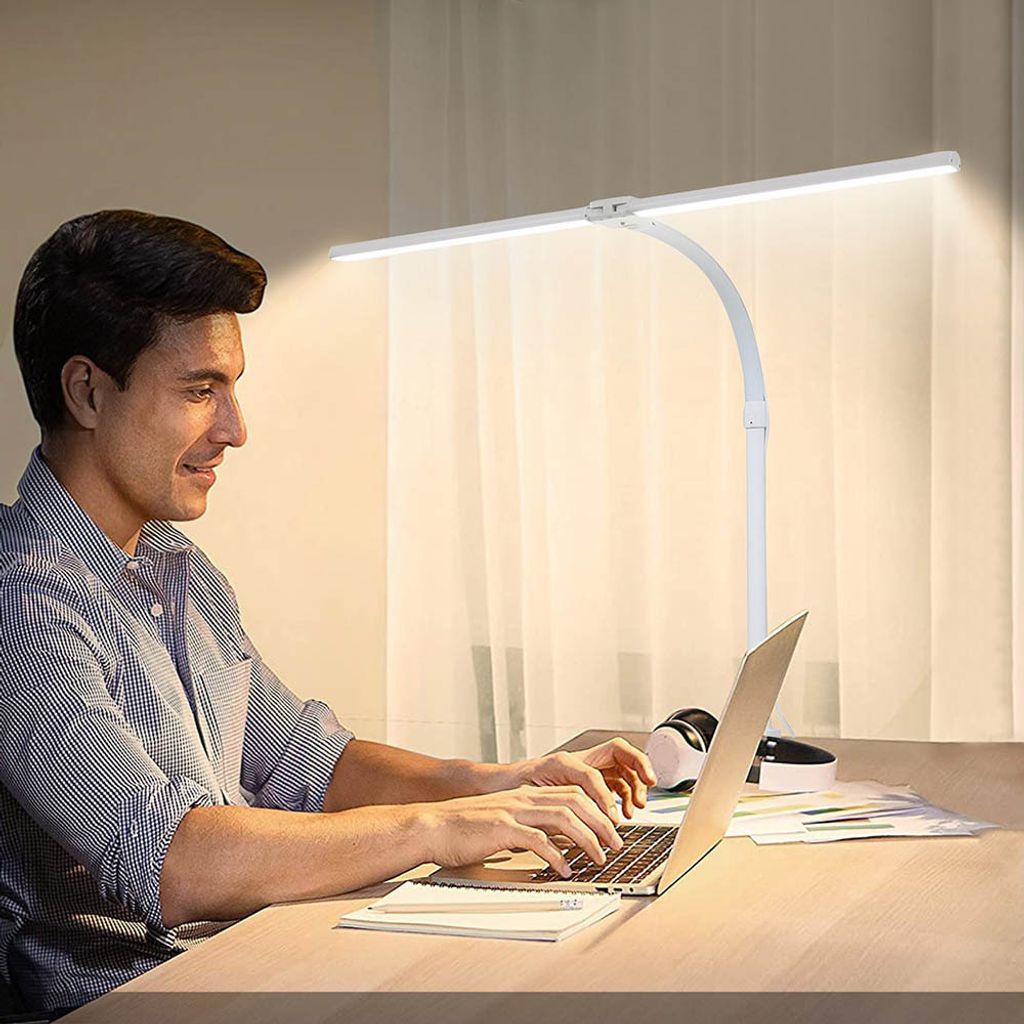 24W Schreibtischlampe Led Klemmbar, 80CM Weiß Monitor Lampe Produktbild 5