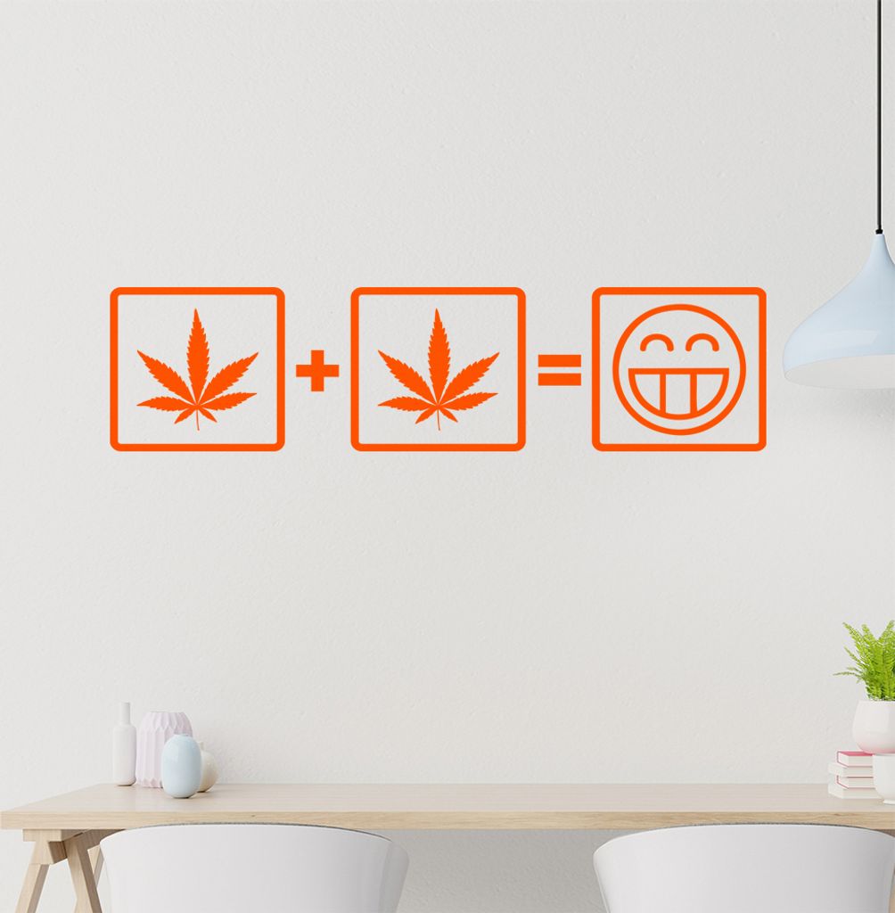 Hnafblatt + Hanfblatt Wandtattoo in 6 Größen - Wandaufkleber Wall Sticker - Dekoration, Küche, Wohnzimmer, Schlafzimmer, Badezimmer