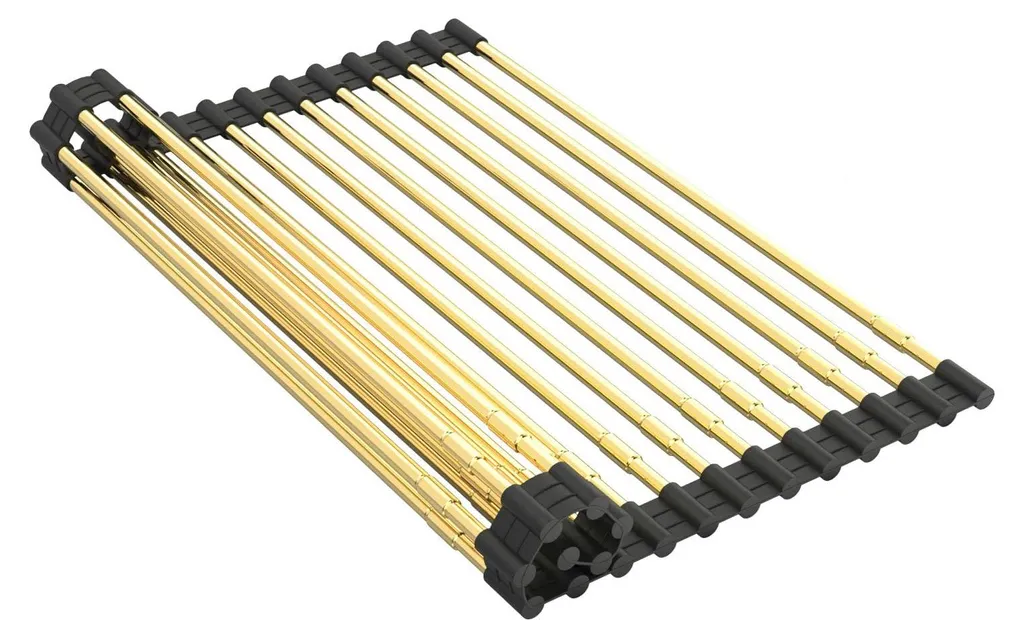 Égouttoir évier extensible en inox et silicone 18 tubes 33 x 29-54 cm