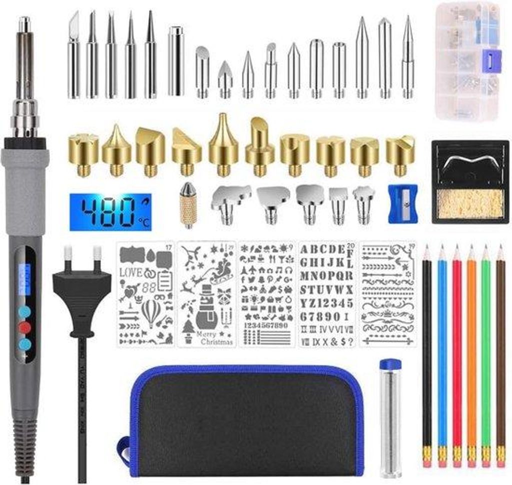 Professionelles 43-teiliges Holz- und Lötkolben-Set mit einstellbarer Temperatur für kreative Projekte