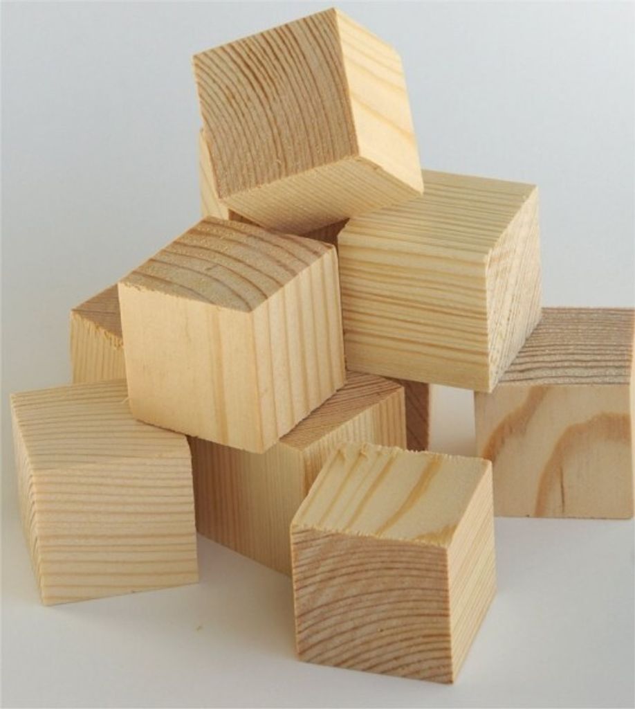 Holzwürfel Kiefernholz natur 40x40x40 mm, 4 Seiten gesägt, Produktbild 