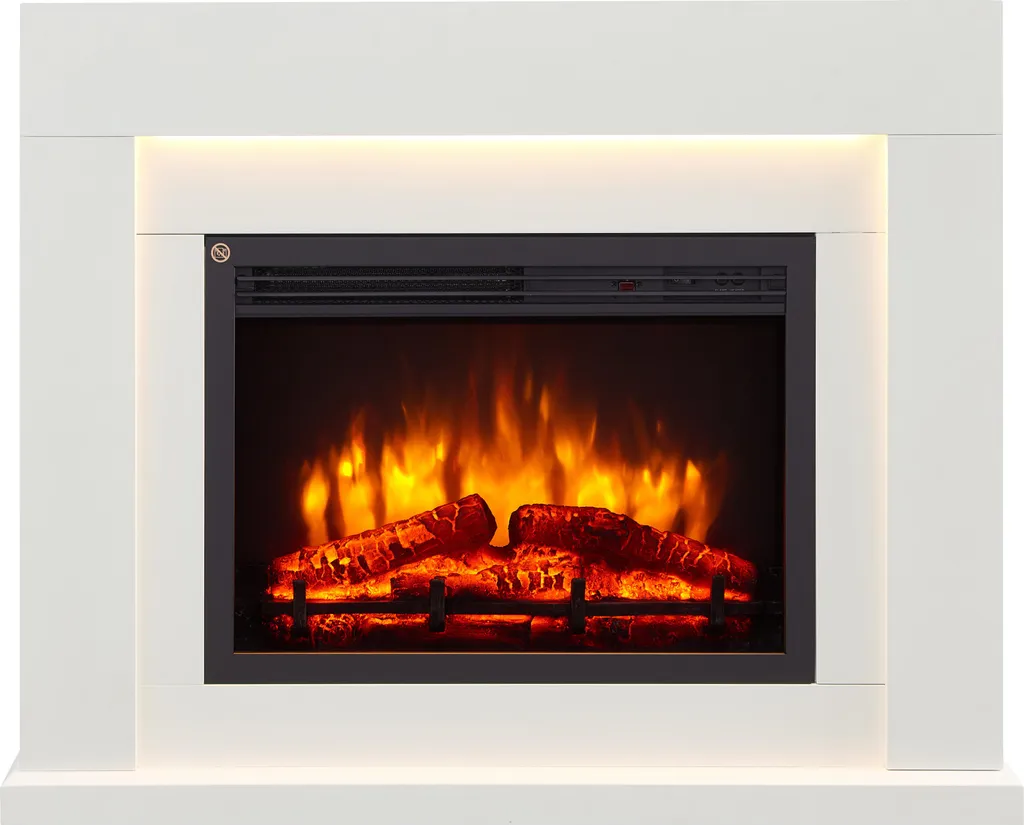 Cheminée électrique décorative blanche avec chauffage LED et télécommande - 7