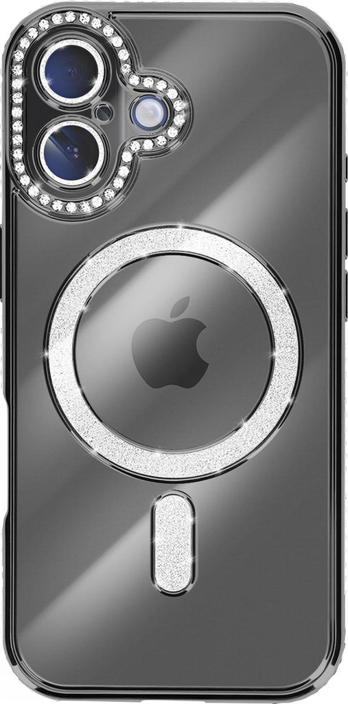 Avizar, Hülle iPhone 17 MagSafe-kompatibel mit Strass-Rand, Schwarz