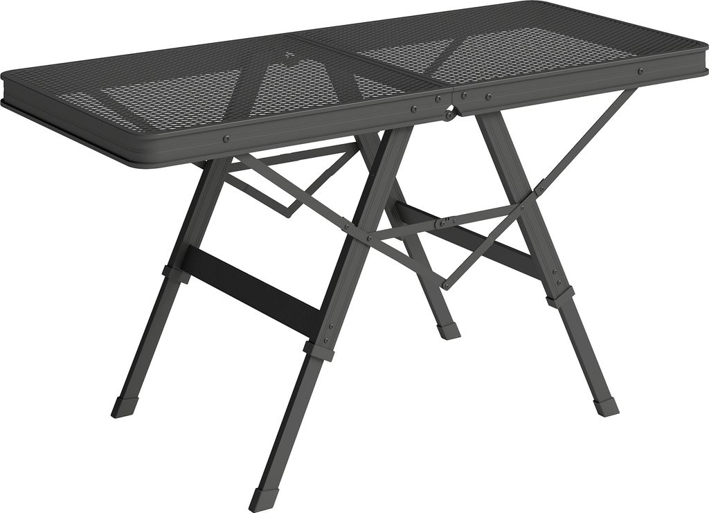 Outsunny Campingtisch höhenverstellbar Klapptisch mit Metallgitter Klappbar Gartentisch aus Aluminium leicht 90 x 40,5cm Schwarz