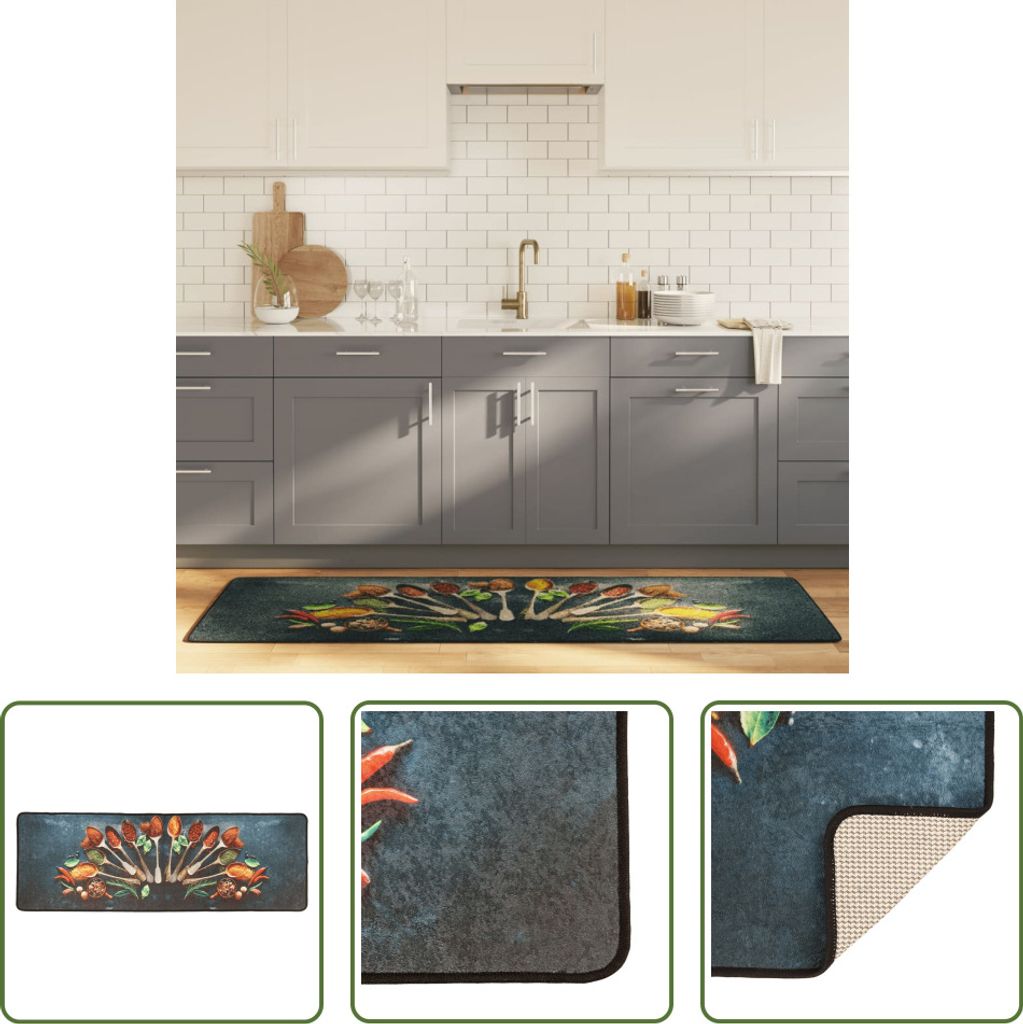 The Living Store Küchenteppich Mehrfarbig 60x180 cm Waschbar Rutschfest