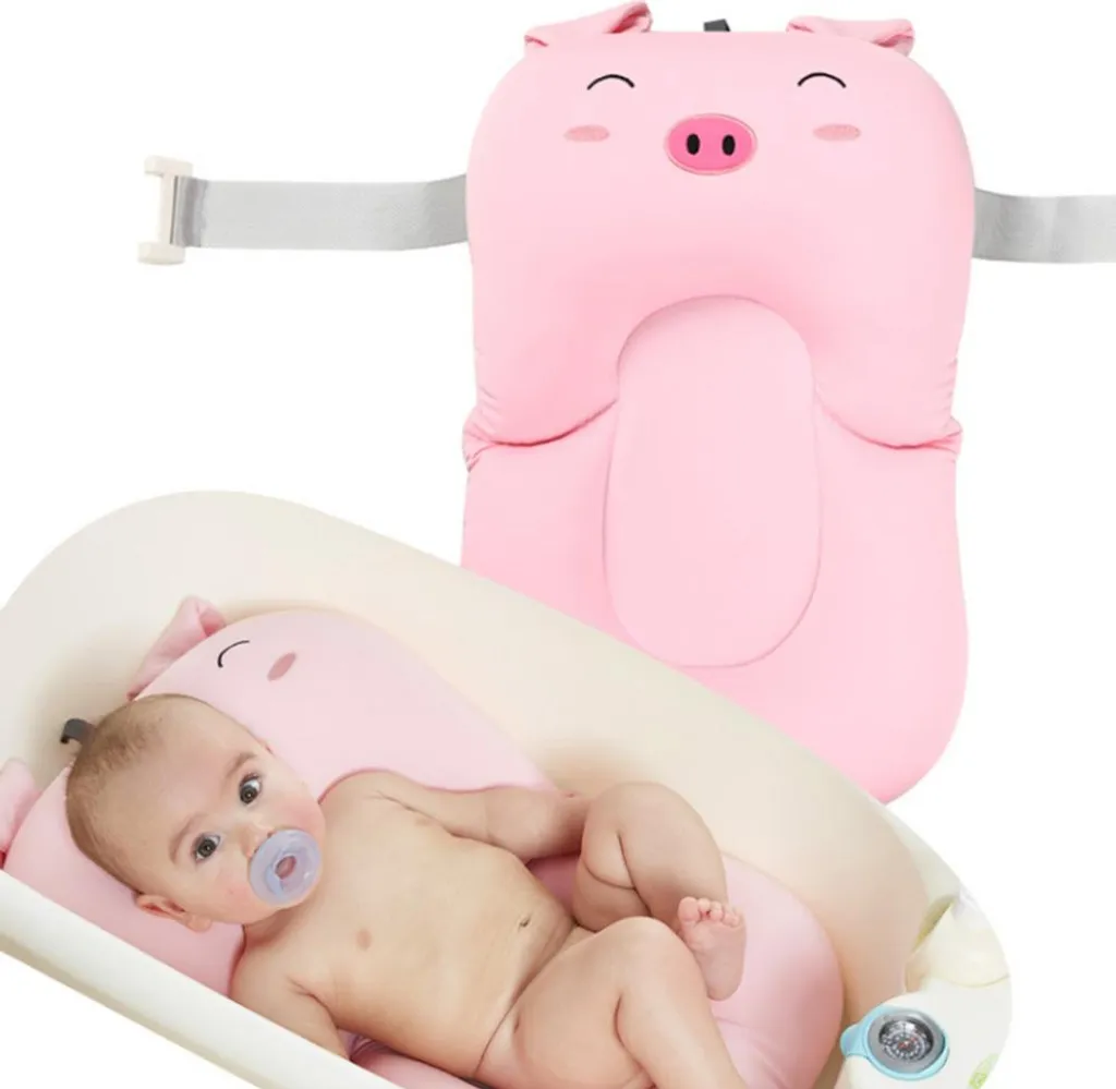 Coussin de bain nouveau-né Cartoon Piggy tapis de douche antidérapant