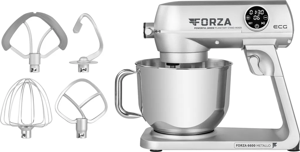 Robot pâtissier ECG FORZA 6600 Metallo Argento 1800W Bol 6,5L Inox