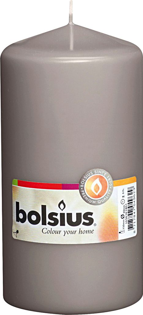 Bolsius Stumpenkerzen Grau 150/78mm